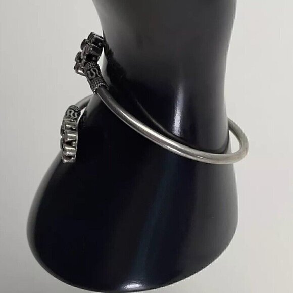 NATIVE AMERICAN 925 STERLING SILVER Navajo Stamped BRACELET Pink/Ruby - Picture 4 of 10